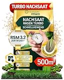 Heimwert Rasensamen schnellkeimend Turbo Nachsaat Grassamen schnellkeimend nach original RSM 3.2 Empfehlung aus hochwertigster Gräser Mischung Sport Spiel Rasen 1kg für 50m2 - Made in Germany (10kg)