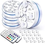 Joycome Poolbeleuchtung 4 Stück 13 RGB LED Pool Licht Unterwasser, Whirlpool Zubehör mit Fernbedienung, Magnet, Poollampen IP68 Wasserdicht Schwimmlichter für Teich Spa Badewanne Dusche Aquarium Deko