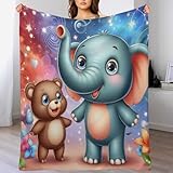 PAZZK Kuscheldecke Animal Elefant Decke Flauschige Decke Wohndecke Dicke Sofadecke Couchdecke Weiche Fleecedecke Flannel Sofaüberwurf Tagesdecke Für Bett/Sofa（150×200cm）