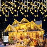 Lichterkette Eisregen Außen Weihnachtsbeleuchtung 6,4m 200LEDs IP65 Wasserdicht LED Lichtervorhang Aussen mit Timer, Weihnachtslichterkette 8Modi für Balkon Fenster Geländer Weihnachten Deko-Warmweiß