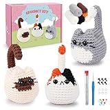 Häkelset für Anfänger, Häkel Set Tiere, Komplett Katzen Häkeln mit Garn Haken Nadeln, Schritt Für Schritt Video Erklärun, Anime Katzen Häkelsets Amigurumi Anfänger, Ergonomische Häkelnadeln Set