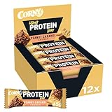 Corny Your Protein Peanut Caramel Crunch, Eiweiß-Riegel mit 30 Prozent Protein, ohne Zuckerzusatz, 12er Pack (12 x 45g)