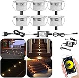 16er WIFI RGB LED Bodeneinbauleuchten Aussen Ø26mm LED Terrassenüberdachung Kompatibel mit Alexa,Google Home,IP65 Wasserdicht Einbauleuchten für Terrasse,Garten Einbaustrahler