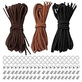 3 Farben Lederband, 10M x 3mm Lederband für Ketten Lederschnur mit Verschluss Basteln Lederbänder Faux Wildleder Schnur Lederschnüre für DIY Armband Halskette Handwerk Schmuck