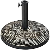 COSTWAY Sonnenschirmständer 10 kg, Schirmständer aus Kunstharz in Rattanoptik, runder Balkonschirmständer, Marktschirmständer, Sonnenschirm Ständer für Schirmstangen von 38/48 mm