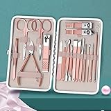 18/10 Stück Nail Clipper Set Edelstahl Rose Gold Silber Maniküre Cutter (Color : Pink, Size : 18 Stück) (Pink 18 Stück)