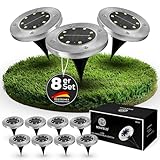 Mavelo 8 Stück Solarbodenleuchten, LED-Solarlampen für außen, Solarlampen für außen Garten,Solarlampen für Garten, Gartenbeleuchtung, IP65, Beleuchtung für Einfahrten und Gehwege, weißes Licht