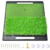 Ausluofell Golf Abschlagmatte 51 x 40 cm,Golf Übungsmatte mit 4 Golfbällen & Zubehör für Zuhause Indoor Outdoor Erwachsene