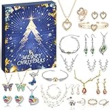 Schmuck Adventskalender Damen 2023 Mädchen Weihnachtskalender, 24 Überraschungen Armband Halskette Ring Ohrringe - Countdown Kalender, Damen Schmuck Set, Weihnachten Geschenk für Damen Mädchen.