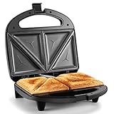 Tiastar Monsieur Croque Maker, Sandwichmaschine und elektrische Paninipresse mit Antihaftplatten, automatischer Temperaturkontrolle, Cool-Touch-Griff, schwarz