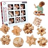 Holz Knobelspiele Set,3D Magic Wooden,9 Stück 3D IQ Puzzle Holz,Geduldspiel aus Holz,Brain Teaser Puzzle,Schwierige Holzspielzeug,Gehirn Holzspiel,Kreatives Denkspiel,Logikspiele