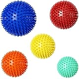 Firschoie 5 Stück Massagebälle, Hart Igelbälle Massageball, Igelkugeln Massagekugeln, Ideal zum Massieren von Händen, Beinen, Schultern, Gesäß und Fußmuskeln(lau 10/Rot 9/Orange 8/Gelb 7/Cyan 6 cm)