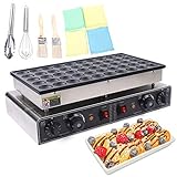 Electric Poffertjes Maker, 50 GridsMini Pancake Maker Poffertjes-Maschine, 50-300℃ Waffel Maker, mit 2 x Bürsten und 4 x Reinigungsschwämme, für Restaurant, Frühstücksladen