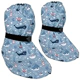 HECKBO Baby Regenfüßlinge Wasserdicht 3–18 Monate – Fisch & Meer – Vliesgefütterte Überziehschuhe für Matsch und Regen über Lauflernschuhe Baby