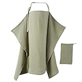 Dimoxii Stilltuch für Unterwegs, Weiches Musselin Nursing Cover mit Aufbewahrungsbeutel, Atmungsaktiver Mehrzweck Stillbezug (Matchagrün)
