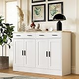 Anystyle Weißer Buffetschrank, Café-Barschrank mit 2 Schubladen & 4 Türen, Küche Buffet Sideboard für Wohnzimmer, Küche