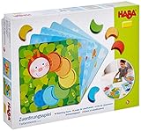 HABA 303710 - Zuordnungsspiel Farbenmonde , Farbenspiel mit 5 Motivkarten und 15 Holzbausteinen in unterschiedlichen Farben , Spielzeug aus Holz und Pappe ab 18 Monaten