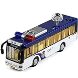 Xolye Alloy Polizei-Bus Spielzeug Simulation Türöffnung Sound and Light Boy Metall-Spielzeug-Auto Pull Back-Bus-Modell Boxed Polizeiauto Bus Kinder Spielzeug-Geschenk
