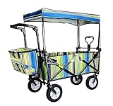 Faltbollerwagen Bollerwagen Handwagen Klappbarer Gartenwagen Mit Baldachin, Robuster Wagenwagen, Tragbarer Einkaufswagen Für Outdoor-Camping, Push-Pull-Wagen Faltwagen Strandwagen Transportwagen ( Col