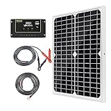 20W 12V Monocrystalline Solar Panel, Solar Panel Kit with 10 A Solar Charger Charge Controller Photovoltaic Systems Solar Powered for Caravan, Camper, Boat