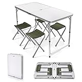 Campingtisch Klappbar Alu Campingtisch Set 120 X 60 X 69cm Klapptisch Mit 4 Alu Stühlen