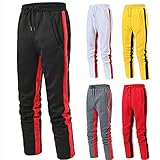 Trainingshose für Herren, Hip-Hop, lässige Sweathose, elastische Seitenstreifen-Hose, gerades Bein, Jogginghose, Laufen, Training, Patchwork-Hose, leicht, atmungsaktiv, Trainingshose, grau, XXL