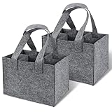 Lnjya 2 Stück Flaschentasche,Flaschenträger 6 Flaschen, Flaschentasche 6 Flaschen,Männerhandtasche aus Filz,Filztasche Weinflasche Tasche,Flaschenkorb