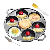 Antihaftbeschichtete Gusseisen-Bratpfanne – 7-Loch-Pfannkuchenpfanne zum Kochen, Gusseisen-Pfannen aus robustem Material, perfekt für Frühstück, Crêpe, Steak, Pizza, Backen, 30,5 x 30,5 cm