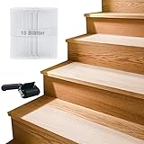 TTSTOIEE Treppenstufen Matten,Treppen teppichstufen Mit Applikator,Transparent treppenteppich Selbstklebend(15 * 60 * 15)