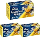 Meßmer Fenchel-Anis-Kümmel | 25 Teebeutel | Vegan | Glutenfrei | Laktosefrei (Packung mit 3)