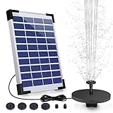 AISITIN Solar Springbrunnen 5.5W Solar Teichpumpe mit Solar Panel Eingebaute 1500mAh Batterie Wasserpumpe Solar Schwimmender Fontäne Pumpe mit 6 Fontänenstile für Garten, Vogel-Bad