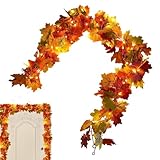 Herbstgirlande für Kaminsims, 1,5 m, Herbstdekor-Girlande mit LED-Lichtern, künstliche Herbstdekoration, Party-Dekorationen für den Außenbereich, Garten, Erntedankfest, Halloween, Veranda, Wohnzimmer