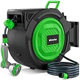 Schlauchtrommel,Wand-Schlauchbox RollUp 1/2'' x 30+2 m mit 180° Schwenkbarer, 10-fach Verstellbarer Düse, Automatischem Rückzugssystem und Arretierung in Jeder Länge für Garten Bewässerung Reinigung