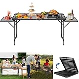 XINZI Campingtisch Klapptisch mit Mesh Desktop Grilltisch Outdoor Tische Wetterfest Höhenverstellbarer Gartentisch Klappbar Beistelltisch für Camping Tragkraft bis 30KG【120 x 60 x 55cm】