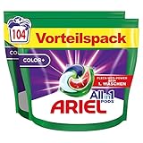 Ariel Allin1 PODS, Flüssigwaschmittel-Kapseln Color+ 104 Waschladungen, Ausgezeichnete Fleckentfernung beim 1. Waschen