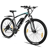 HILAND E-Bike 29 Zoll Offroad Elektrofahrrad 250W Motor, E-Mountainbike für Damen Herren, Shimano 21-Gang, Scheibenbremse Federgabel mit 36V/10.4Ah Li-Ion-Akku, Reichweite von 48-80km Schwarz