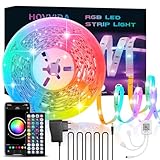 HOVVIDA LED Strip 10M, 1 Rolle, 30 LEDs/Meter, RGB LED Streifen, 300 LED, APP und Fernbedienung, Musikmodus, Timing-Modus, LED für Zimmer, Wohnzimmer, Küche, Schlafzimmer, Bar, Party