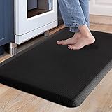 Carvapet rutschfest Küchenteppich Anti Ermüdungsmatte Küchenläufer Schaum-Stehmatten PVC Abwischbar Laufteppich Küchenmatte Bodenmatte (Schwarz,44x70cm)