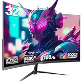 Gawfolk 32 Zoll Curved Gaming Monitor 180HZ / 165Hz / 144hz PC Bildschirm Full HD 1080P, Rahmenloses 1800R Gebogenes Computerbildschirm mit FreeSync und Eye Care Technologie, unterstützt VESA