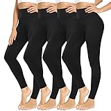 CAMPSNAIL Leggings Damen High Waist Blickdicht Leggings Weich Leggins Elastisch Sportleggins Lang Bauchweg Push Up Hose für Yoga Sport Gym(4*Schwarz, Plus Size(DE42-48))