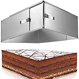 Menz Backrahmen rechteckig verstellbar – 8 cm hohe Edelstahl Backform rechteckig für die Zubereitung von Schichttorten - Kuchenform eckig zum