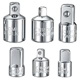 Adapter Satz, 6-tlg Stecknussadapter Set, Stecknuss Adapter, Stecknuss-Adapter für Ratschen, Nuss, 1/4' auf 3/8', 3/8' auf 1/4', 3/8' auf 1/2', 1/2' auf 3/8', 1/2' auf 1/4', 1/4' auf 1/2'