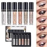 6 Colours Lidschatten Liquid Eyeshadow Makeup Set Nude Smoky Eye Makeup Looks Waterproof Quick Drying Eyeshadow (A)