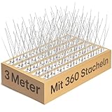 Praknu Taubenabwehr Vogelabwehr Edelstahl - 3 Meter - 360 Stacheln Spikes - Einfache Montage - Effektiver Taubenschutz für Dach, Balkon und Zäune (300 cm)