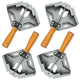 Housolution Winkelspanner, 4 Stück 90 Grad Einhand Aluminiumlegierung Eckklemm, Rechtwinklige Winkelspanner Eckzwinge mit Verstellbarer Schwenkbacke für Holzbearbeitung Fotorahmen