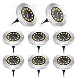 GREPRO Garten Solarleuchten für Außen 8 Stück, 12 LEDS Solar Bodenleuchten Aussen, IP65 Wasserdicht Solarleuchten für Außen für Rasen/Auffahrt/Gehweg/Patio/Garden Solarleuchte