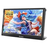 Akntzcs Tragbarer Monitor 13,3 Zoll Portable Monitor HD 1366 * 768 Externer Laptop-Monitor HDMI-Reisemonitor für Computer/PS3/PC/Switch/Xbox, Integrierte Lautsprecher&Ständer