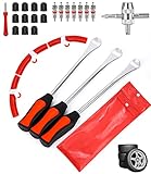 JOFLVA Reifenheber, Reifen Hebel Werkzeug Löffel, Reifen Montiereisen, Tire Spoons Lever Iron Tool Kits Montierhebel Werkzeug Mit 3 Rad Felge Protektoren Tool Kit, Für Motorrad/Fahrrad/Wagen Reifen.