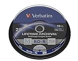 VERBATIM MDISC BD-R Blu-ray Rohlinge 25 GB I Blu-ray-Disc mit 4-facher Schreibgeschwindigkeit I 10er-Pack Spindel I großflächig bedruckbar I Blu-ray-Disks für Video- und Audiodateien