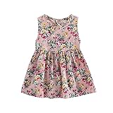 Ärmellose Blumenkleid Sommer Druck Mädchen Sonnenbrille Prinzessin Mädchen Kleidung & Rock Skater Mädchen Schwarz (Pink, 2-3 Years)